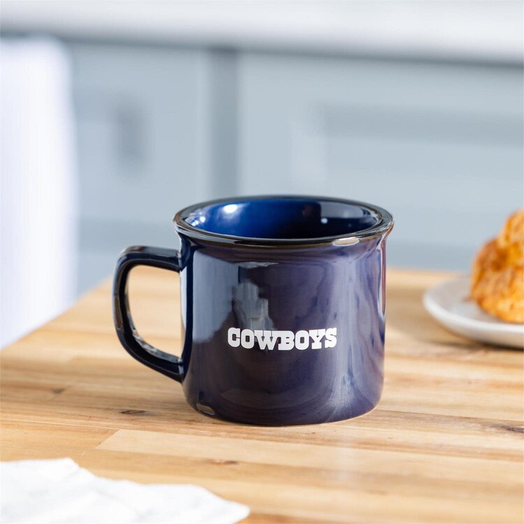 Evergreen Boxed Ceramic Camp Cup with Enamel Finish, 14oz - Dallas Cowboys