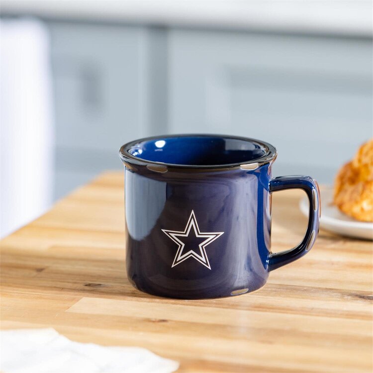 Evergreen Boxed Ceramic Camp Cup with Enamel Finish, 14oz - Dallas Cowboys
