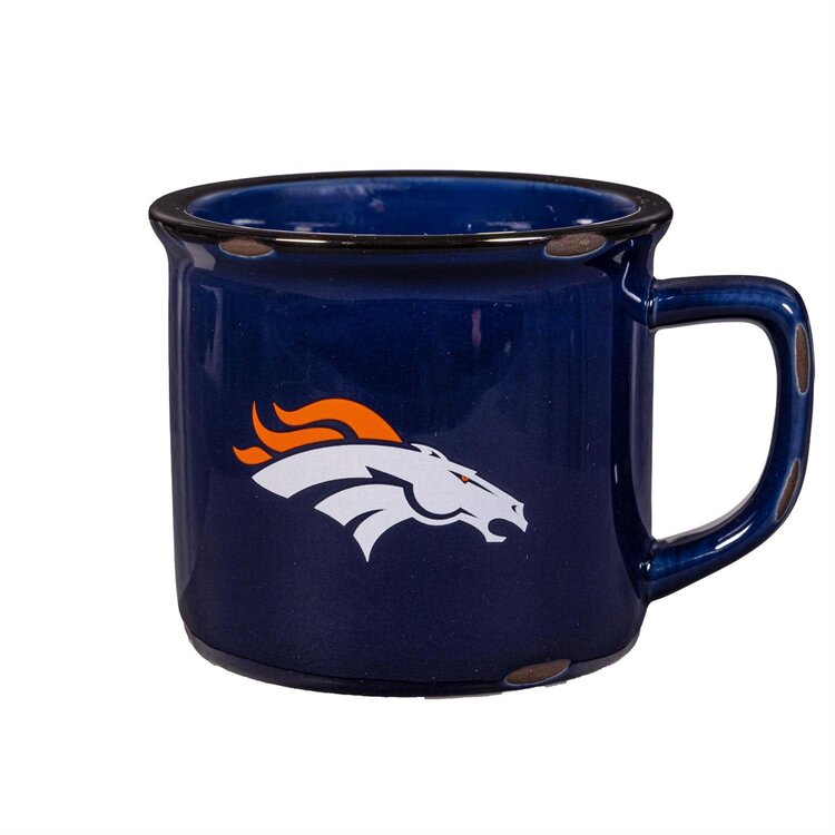 Evergreen Boxed Ceramic Camp Cup with Enamel Finish, 14oz - Denver Broncos