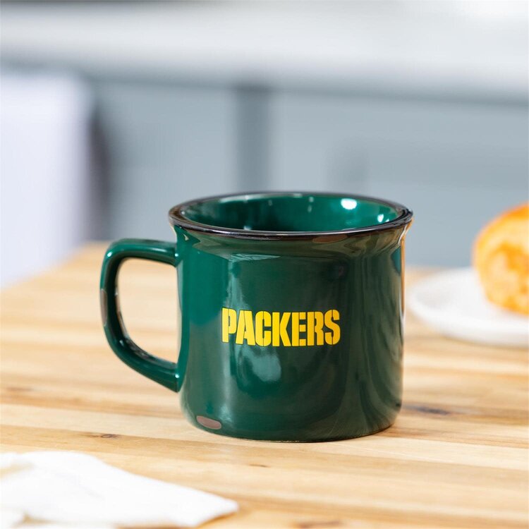 Evergreen Boxed Ceramic Camp Cup with Enamel Finish, 14oz - Green Bay Packers