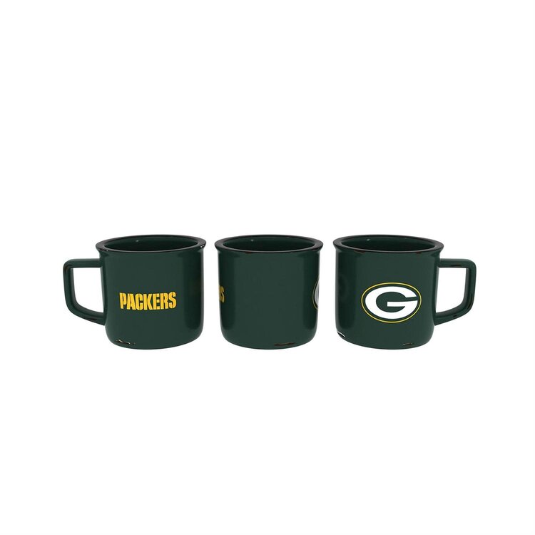 Evergreen Boxed Ceramic Camp Cup with Enamel Finish, 14oz - Green Bay Packers