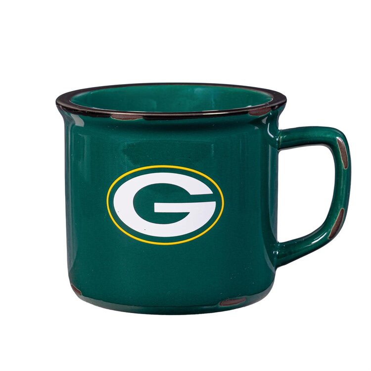 Evergreen Boxed Ceramic Camp Cup with Enamel Finish, 14oz - Green Bay Packers