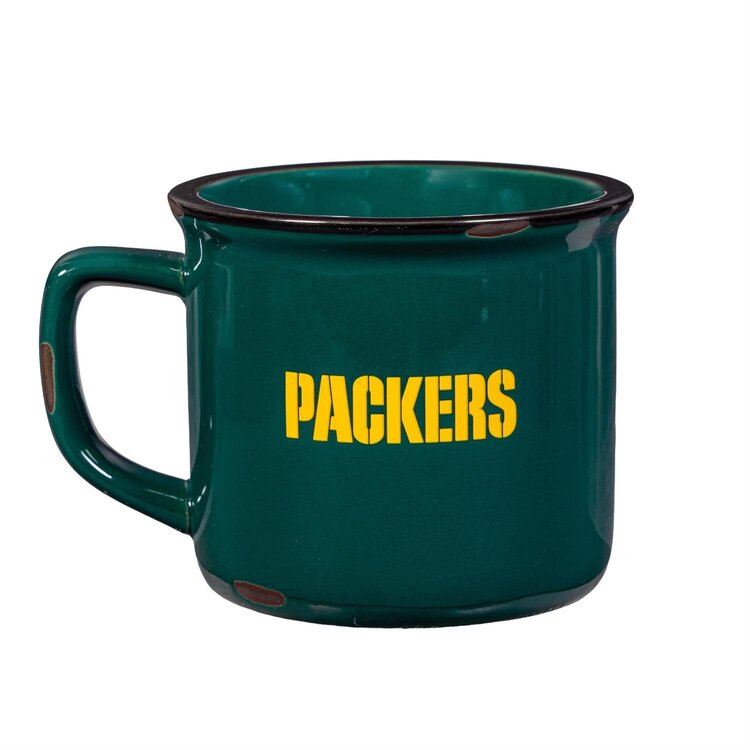 Evergreen Boxed Ceramic Camp Cup with Enamel Finish, 14oz - Green Bay Packers