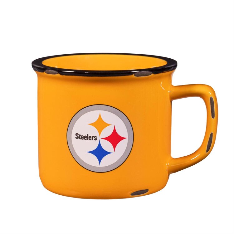 Evergreen Boxed Ceramic Camp Cup with Enamel Finish, 14oz - Pittsburgh Steelers