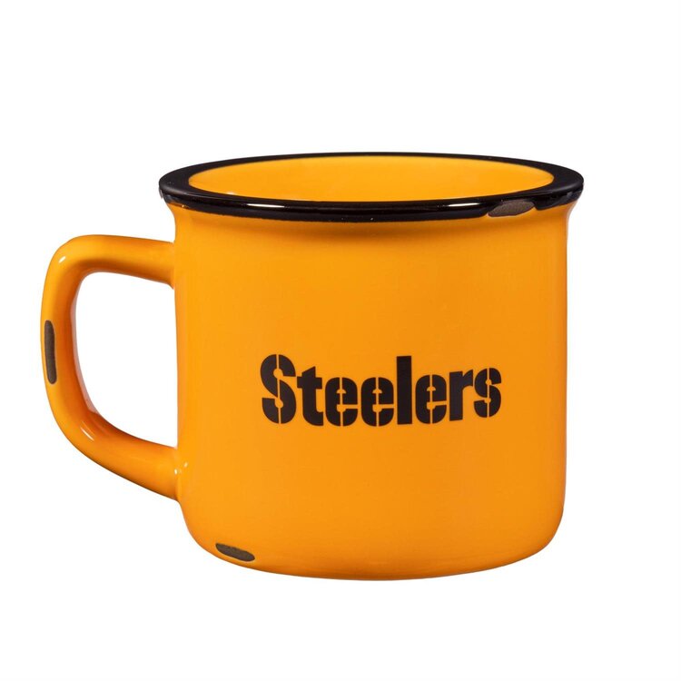 Evergreen Boxed Ceramic Camp Cup with Enamel Finish, 14oz - Pittsburgh Steelers