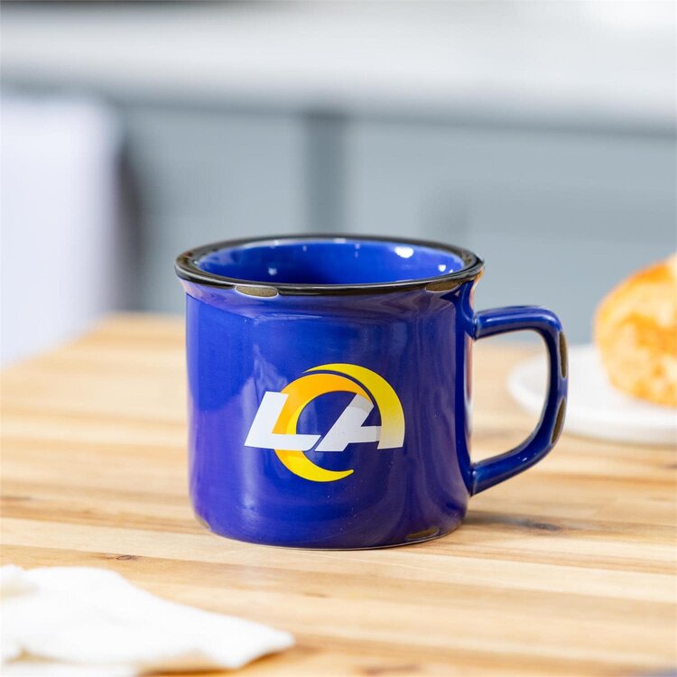 Evergreen Boxed Ceramic Camp Cup with Enamel Finish, 14oz - LA Rams