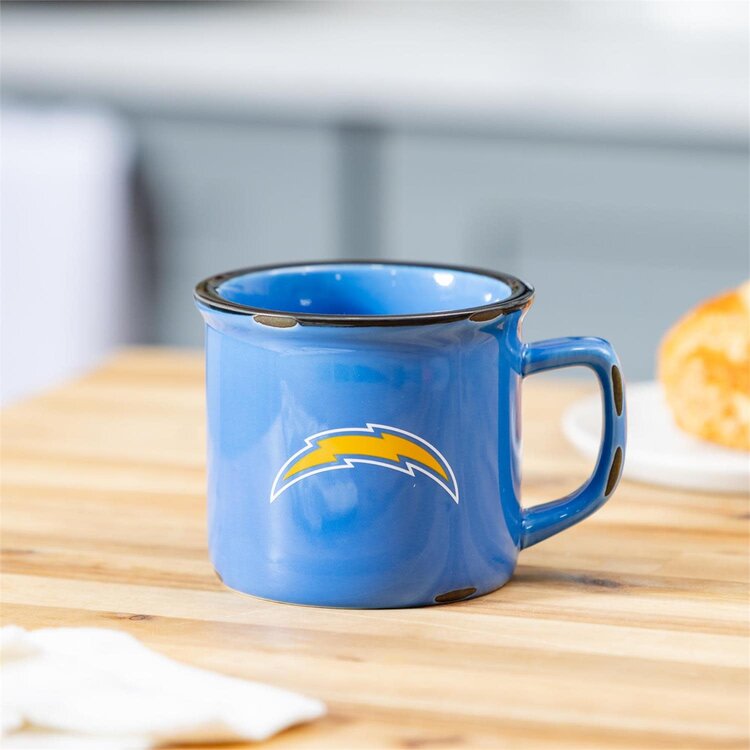 Evergreen Boxed Ceramic Camp Cup with Enamel Finish, 14oz - LA Chargers