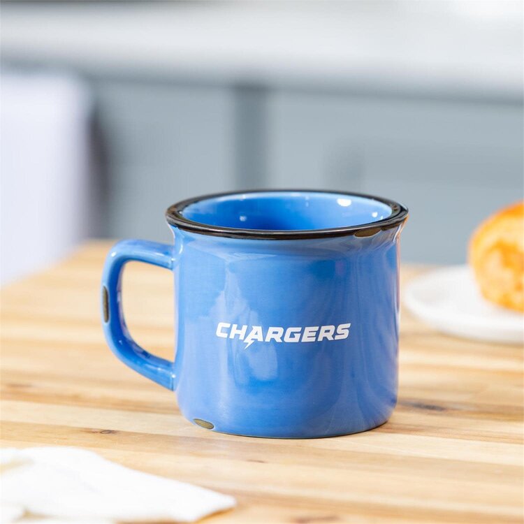 Evergreen Boxed Ceramic Camp Cup with Enamel Finish, 14oz - LA Chargers