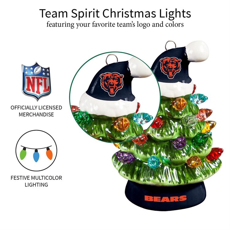 Evergreen 4" Mini Ceramic LED Tabletop Christmas Tree NFL Chicago Bears
