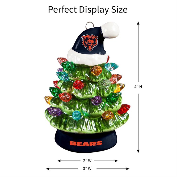 Evergreen 4" Mini Ceramic LED Tabletop Christmas Tree NFL Chicago Bears