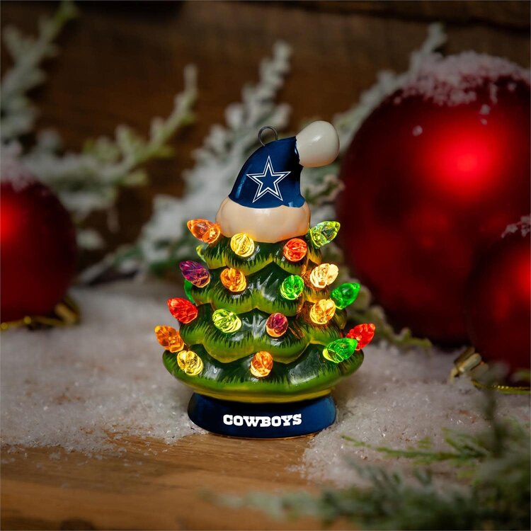 Evergreen 4" Mini Ceramic LED Tabletop Christmas Tree NFL Dallas Cowboys