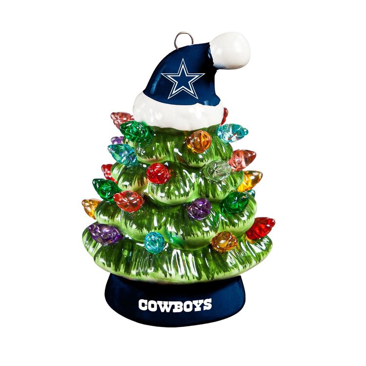 Evergreen 4" Mini Ceramic LED Tabletop Christmas Tree NFL Dallas Cowboys