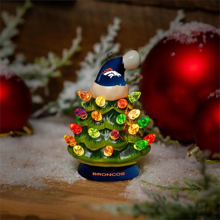 Evergreen 4" Mini Ceramic LED Tabletop Christmas Tree NFL Denver Broncos