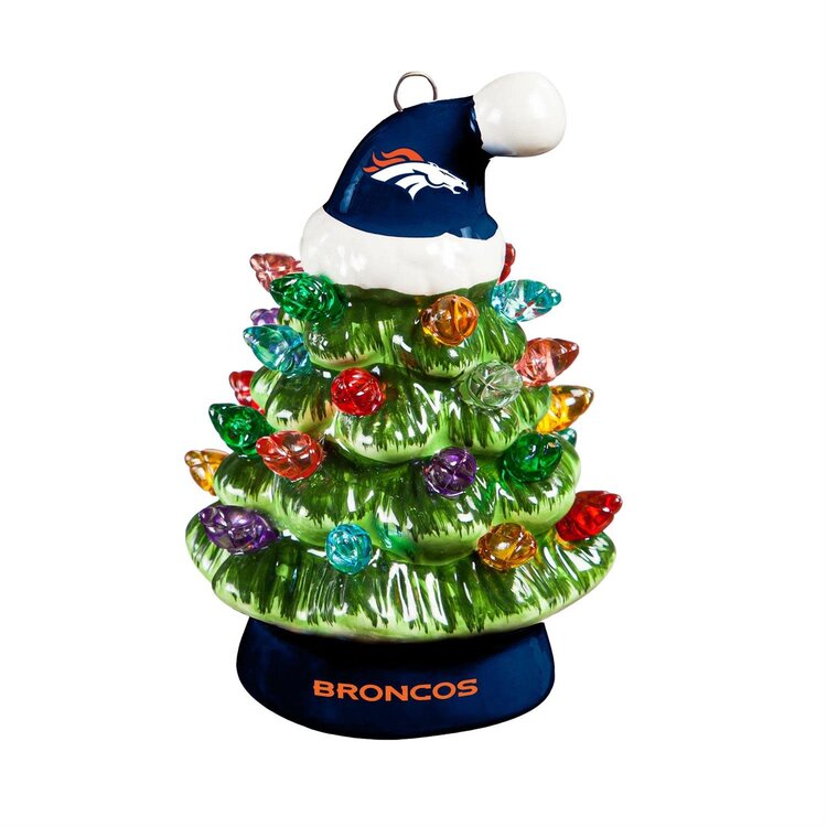 Evergreen 4" Mini Ceramic LED Tabletop Christmas Tree NFL Denver Broncos