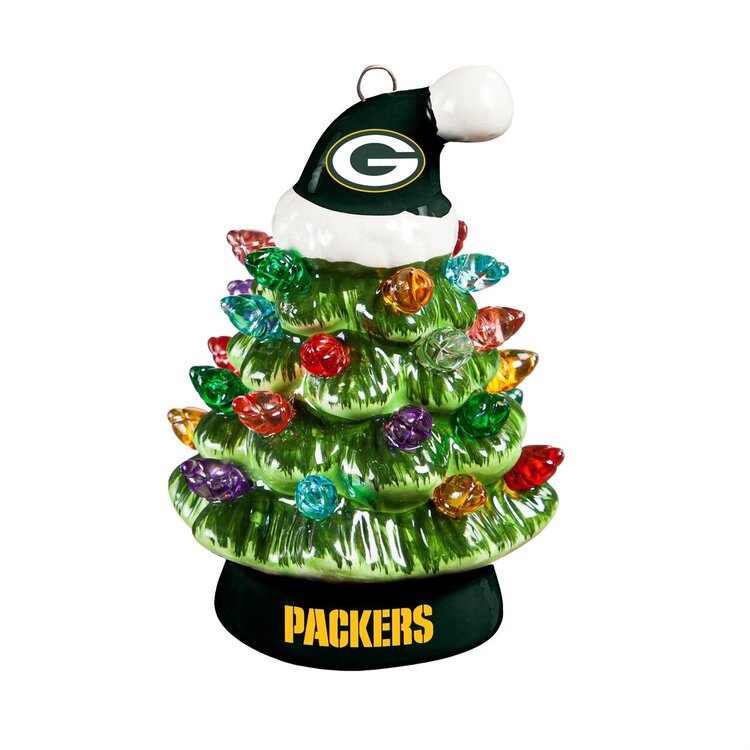 Evergreen 4" Mini Ceramic LED Tabletop Christmas Tree NFL Green Bay Packers