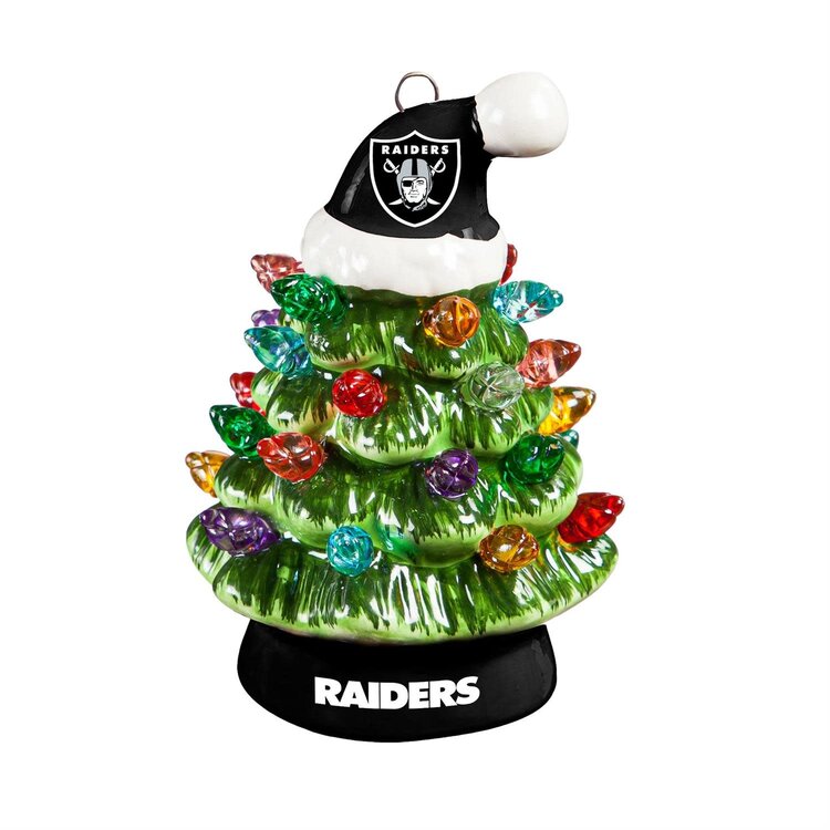 Evergreen 4" Mini Ceramic LED Tabletop Christmas Tree NFL Las Vegas Raiders
