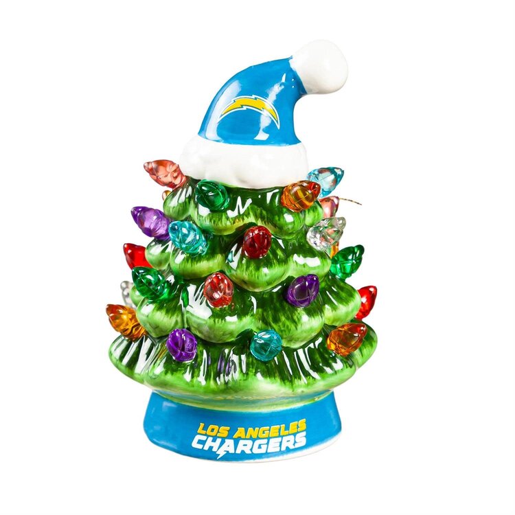 Evergreen 4" Mini Ceramic LED Tabletop Christmas Tree NFL Los Angeles Chargers