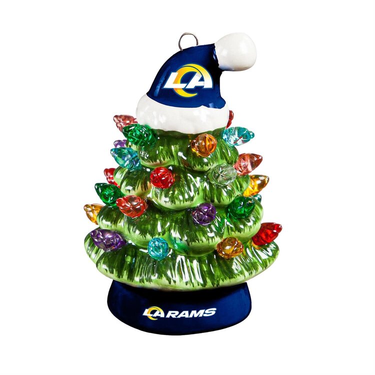 Evergreen 4" Mini Ceramic LED Tabletop Christmas Tree NFL Los Angeles Rams