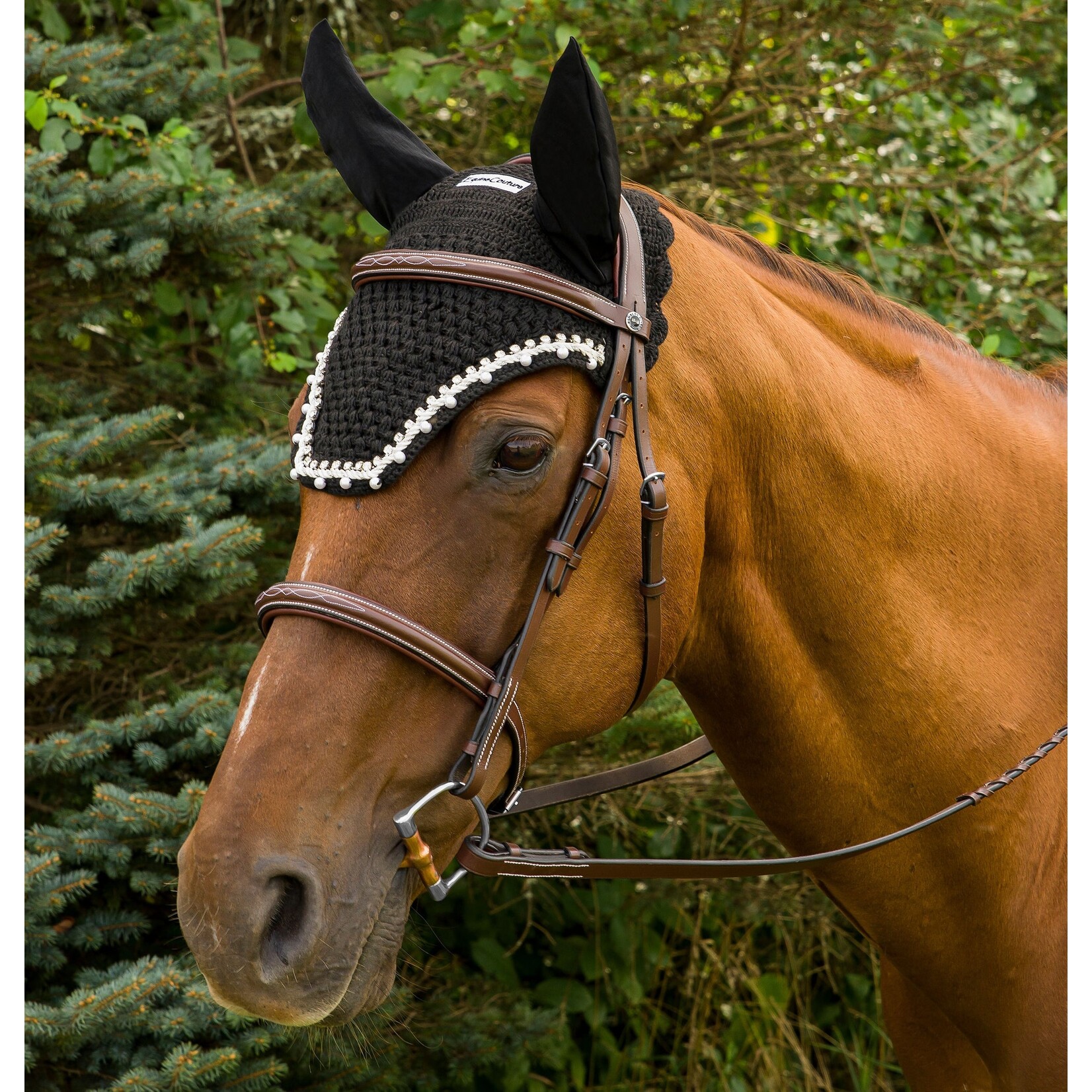 Equine Couture Equine Couture Fly Bonnet w/ Pearls & Crystals