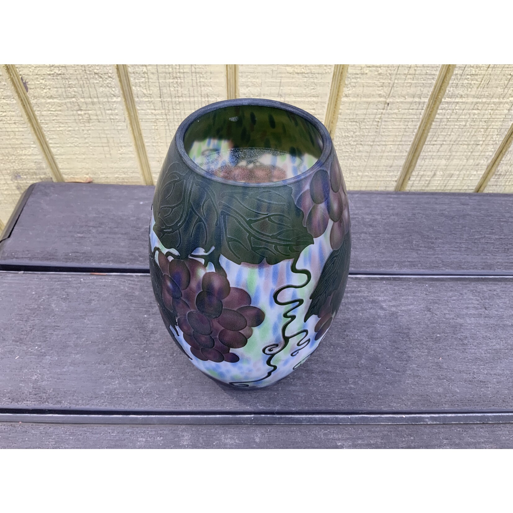 Emile Galle Reproduction Oval Vase-Grapes