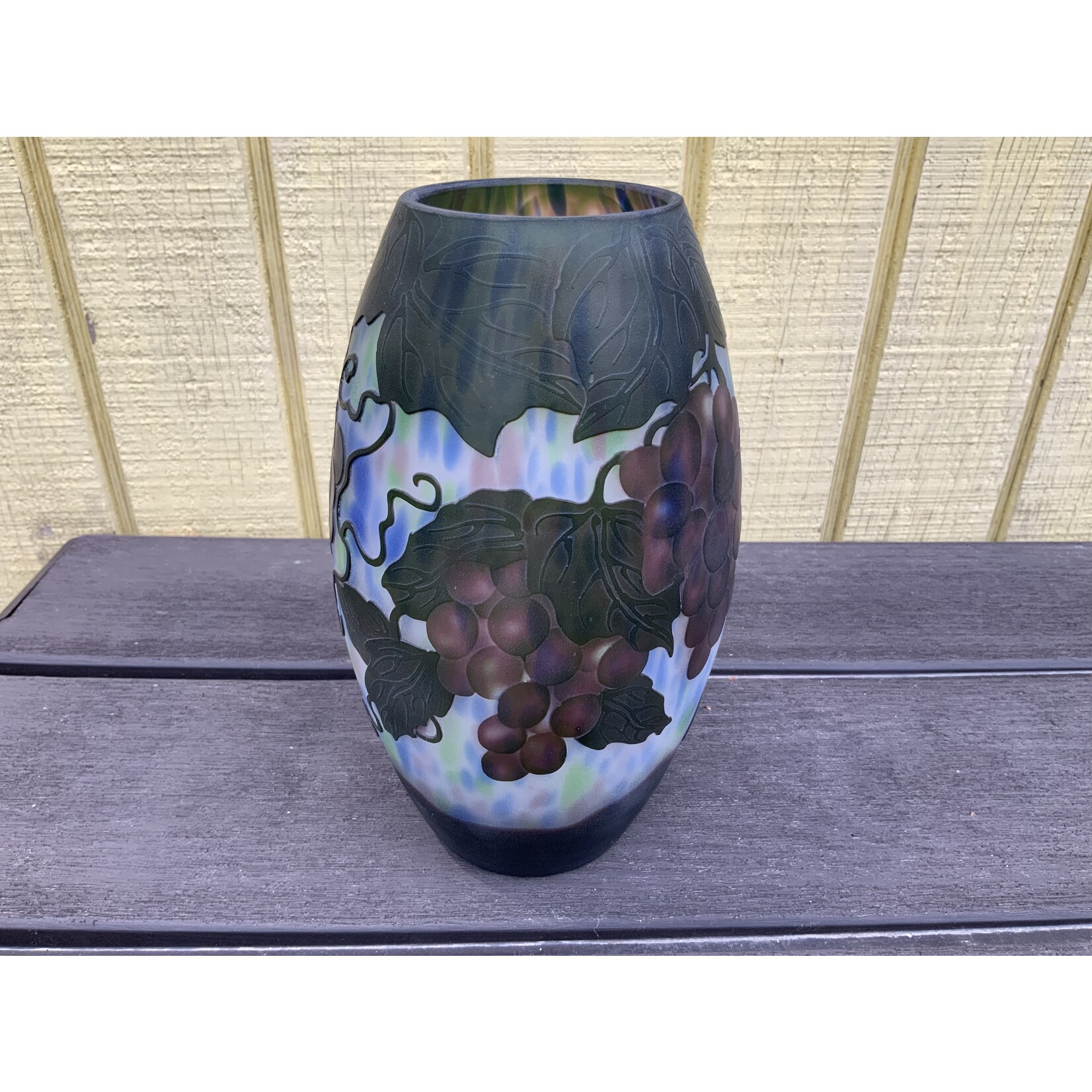 Emile Galle Reproduction Oval Vase-Grapes