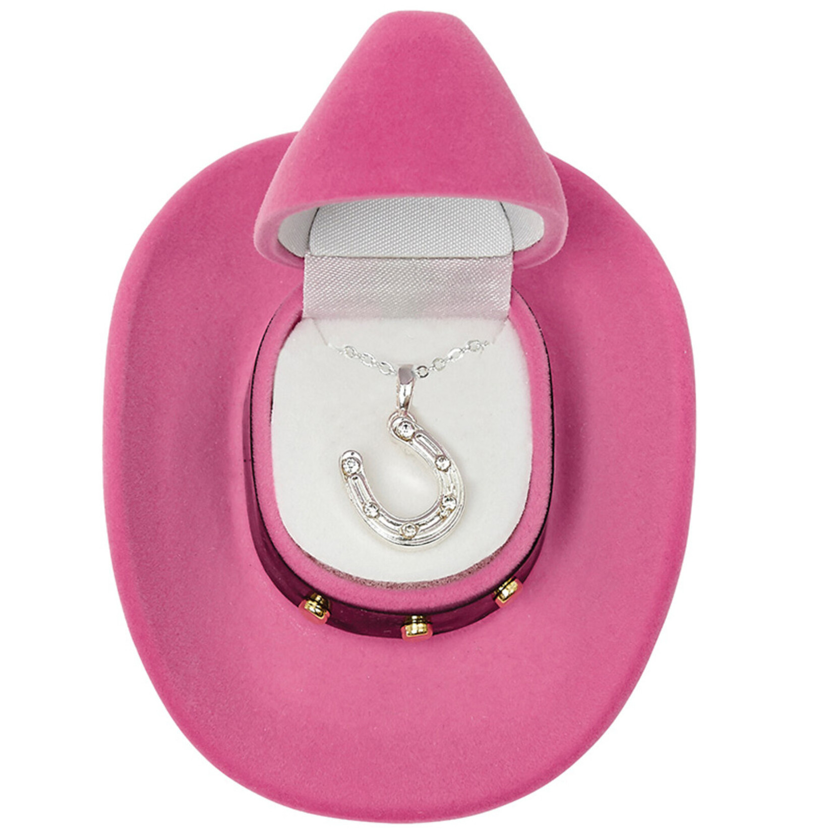 AWST Int'l Horseshoe Necklace w/Colorful Cowgirl Hat Box