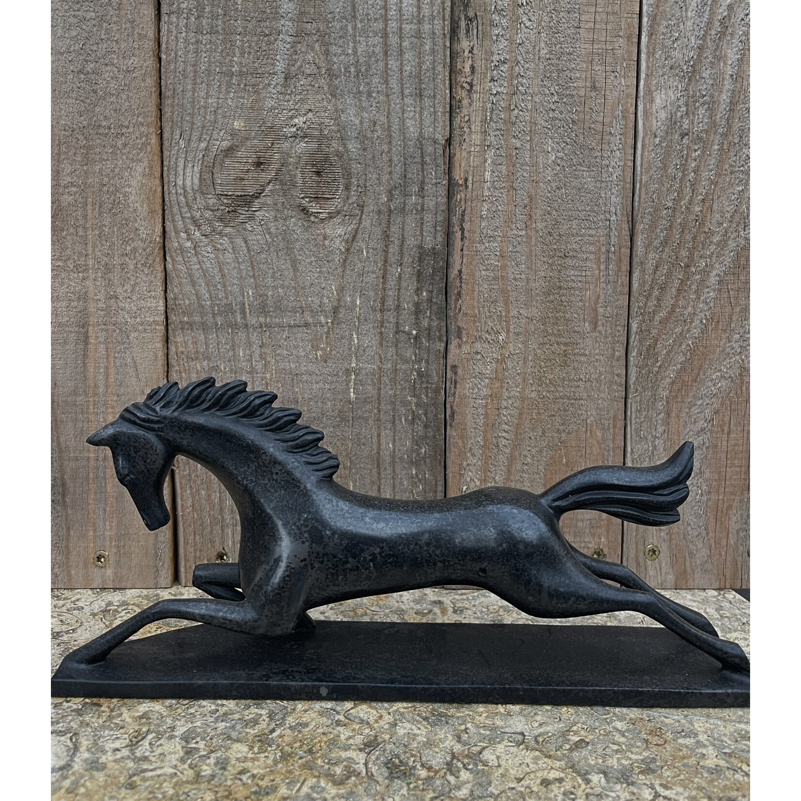 Timeless Black Granite Running Horse