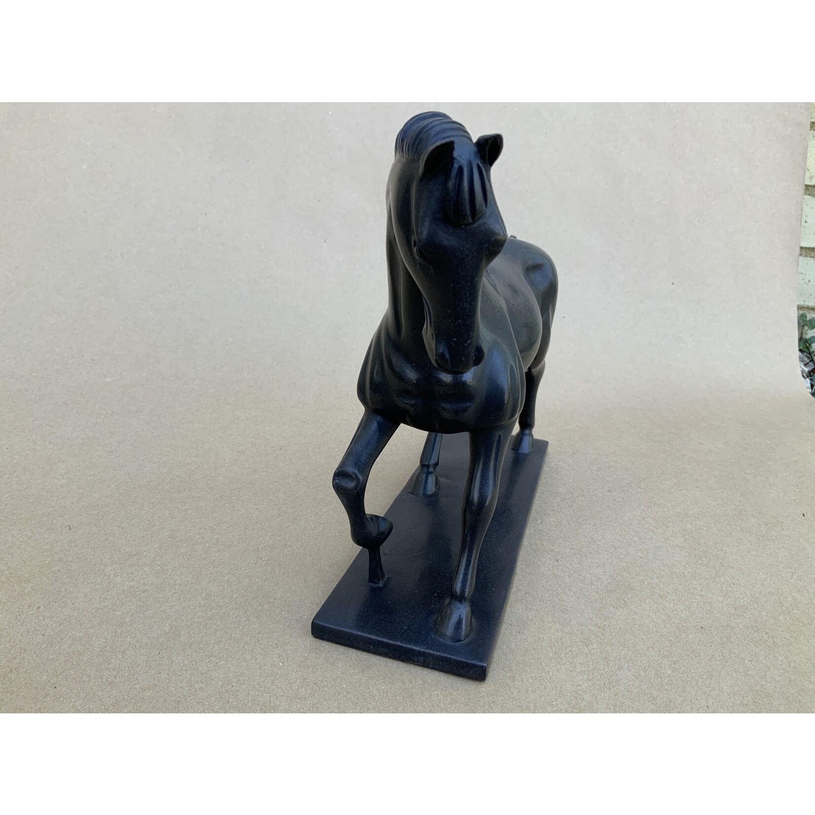 Timeless Basalt Trotting Horse Statue