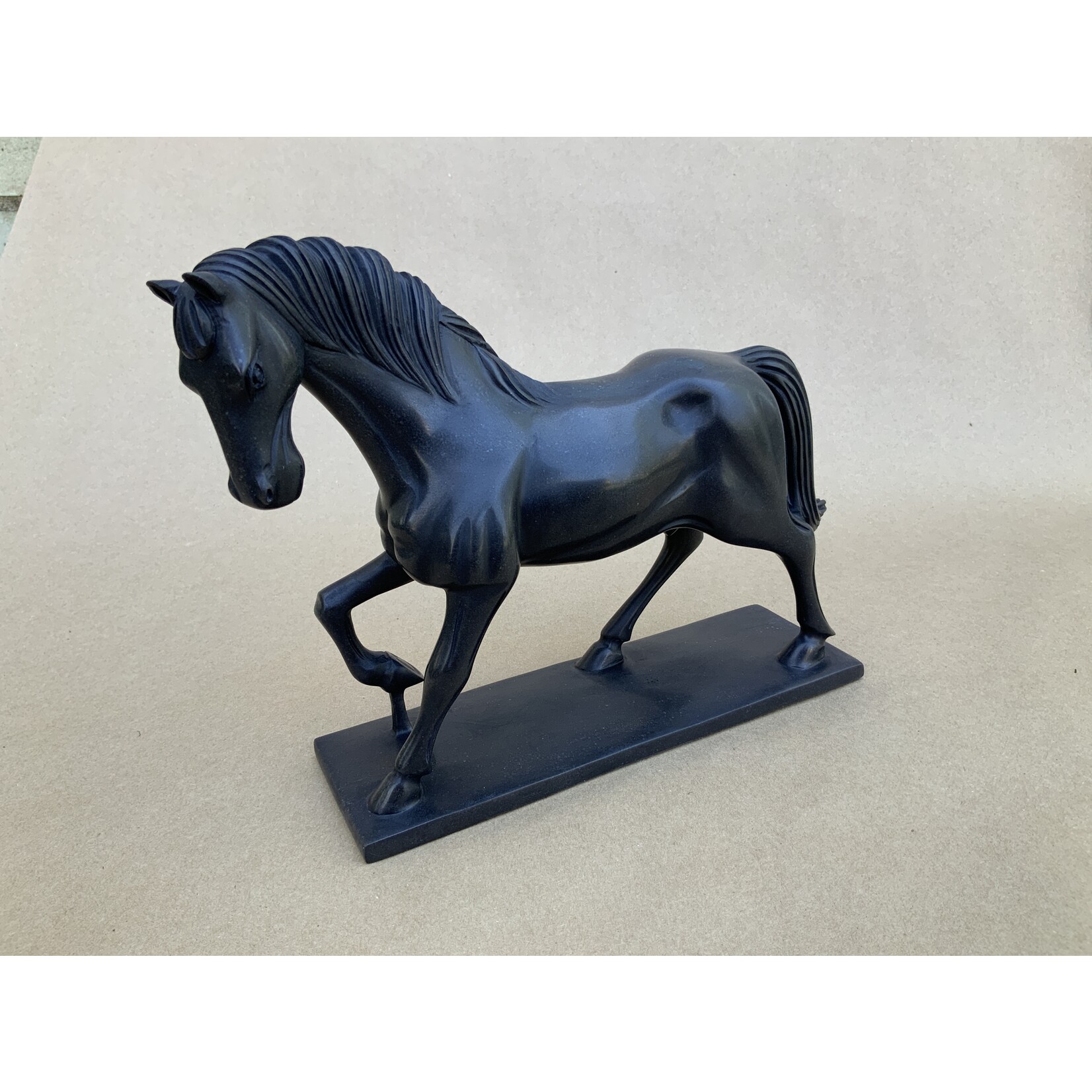 Timeless Basalt Trotting Horse Statue