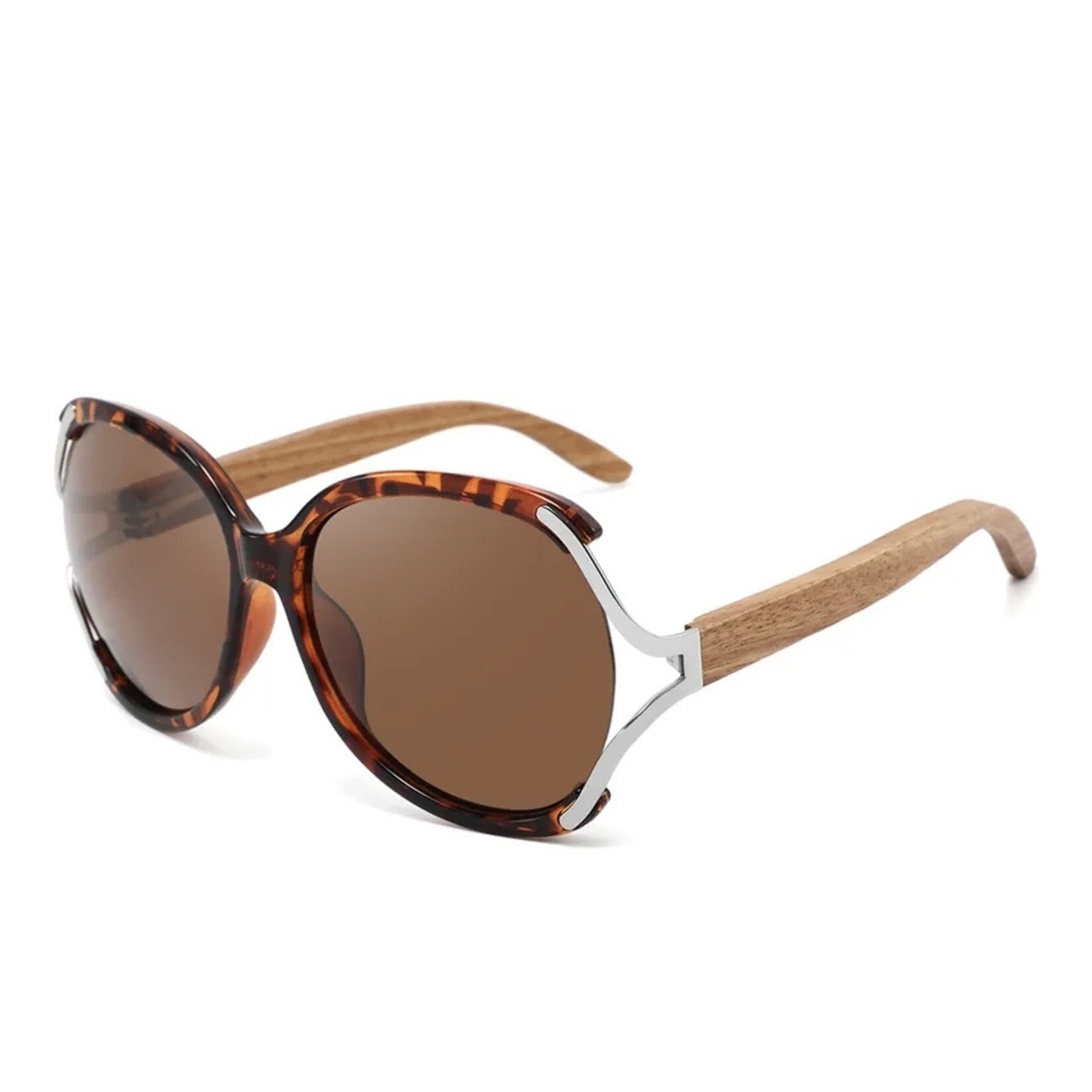 Generic Anytime Round Bamboo UV400 Sunglasses