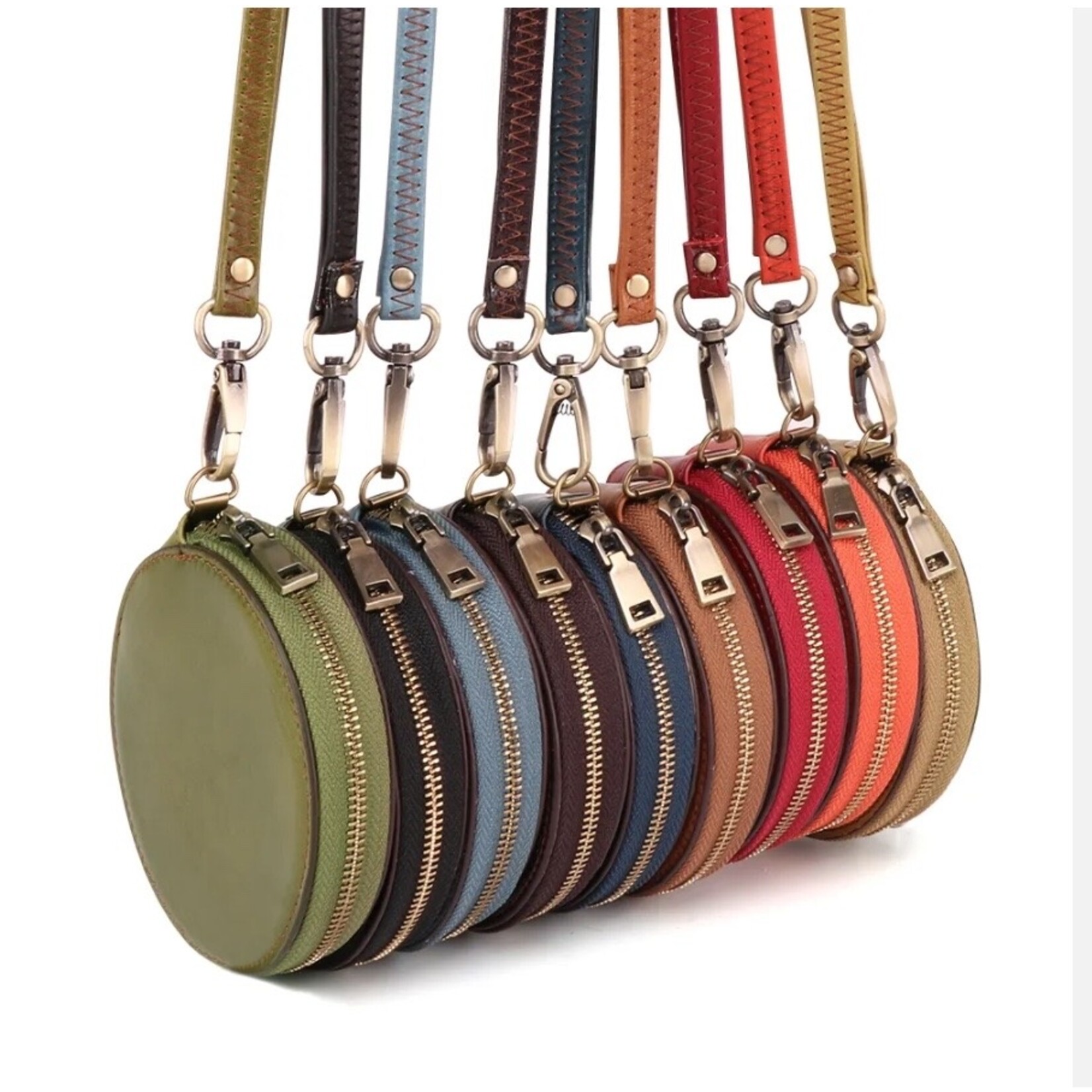 Anytime Tack Round Leather Wristlet