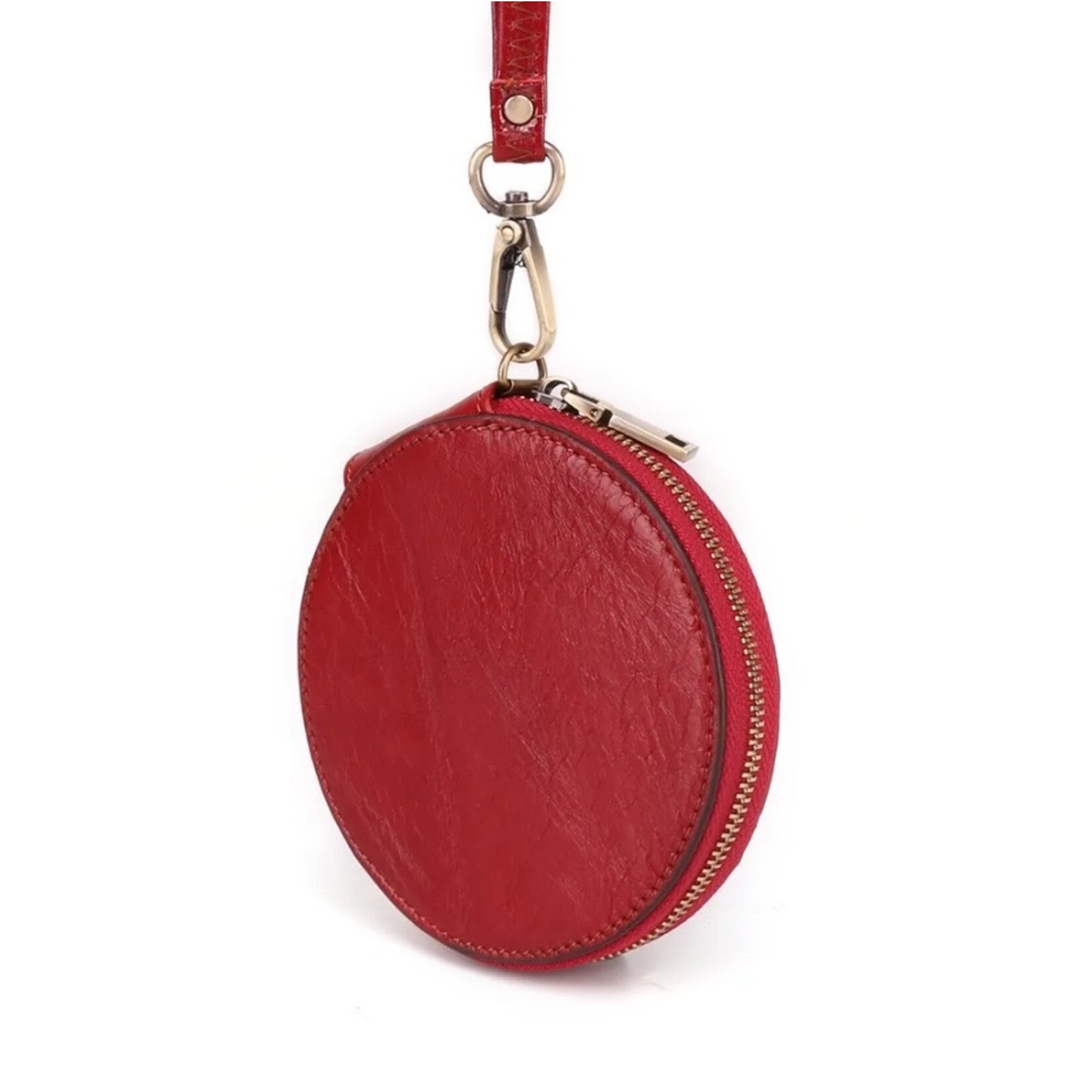 Anytime Tack Round Leather Wristlet