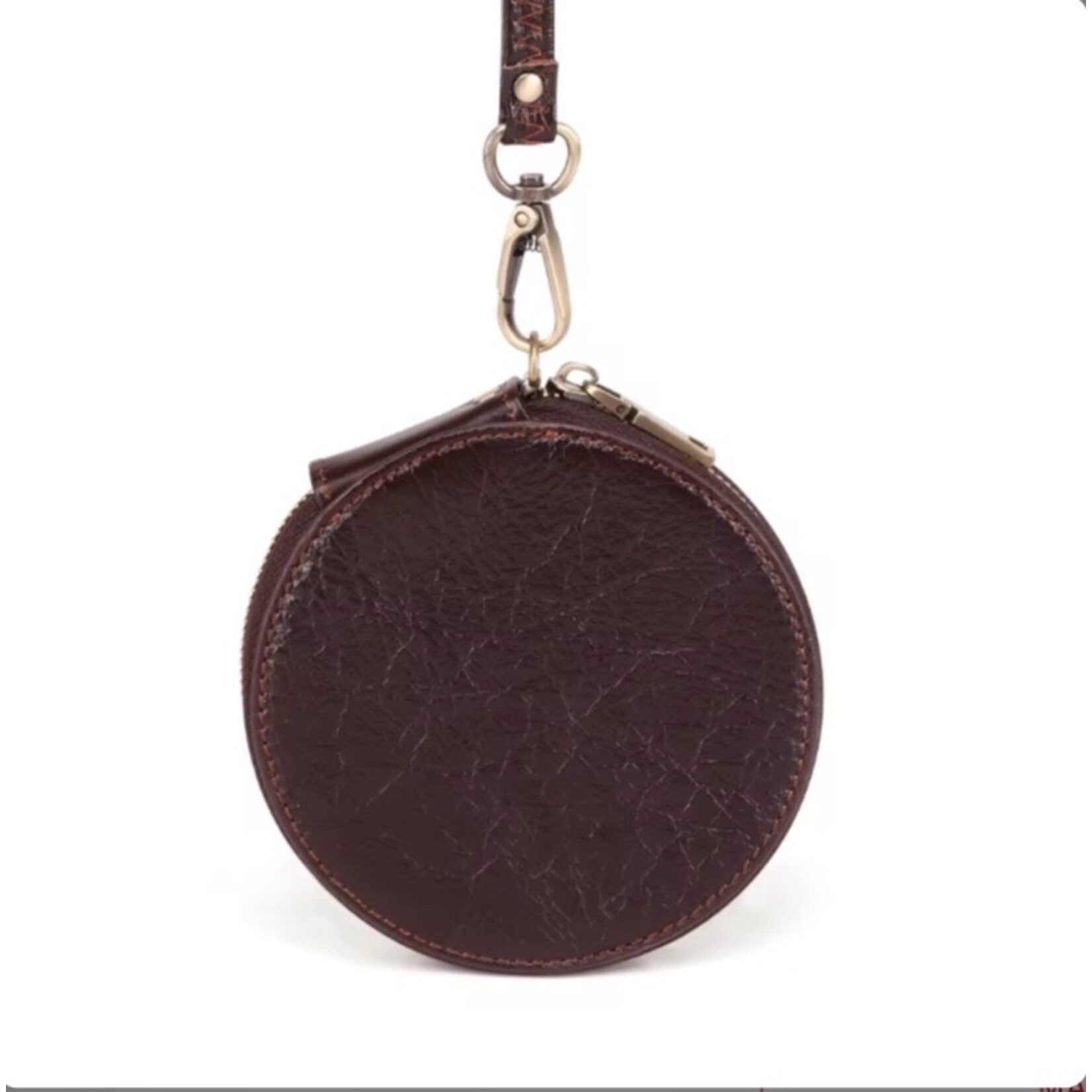 Anytime Tack Round Leather Wristlet