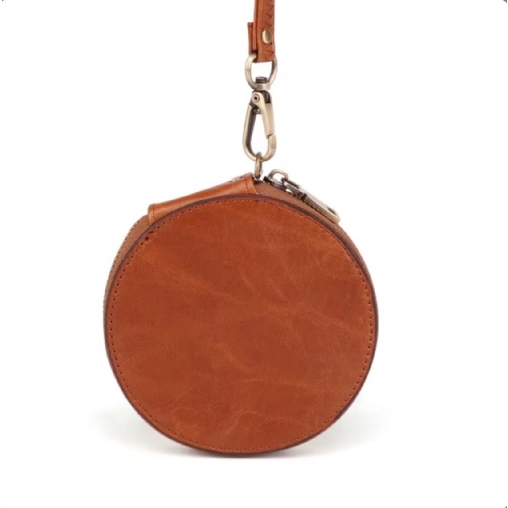Anytime Tack Round Leather Wristlet