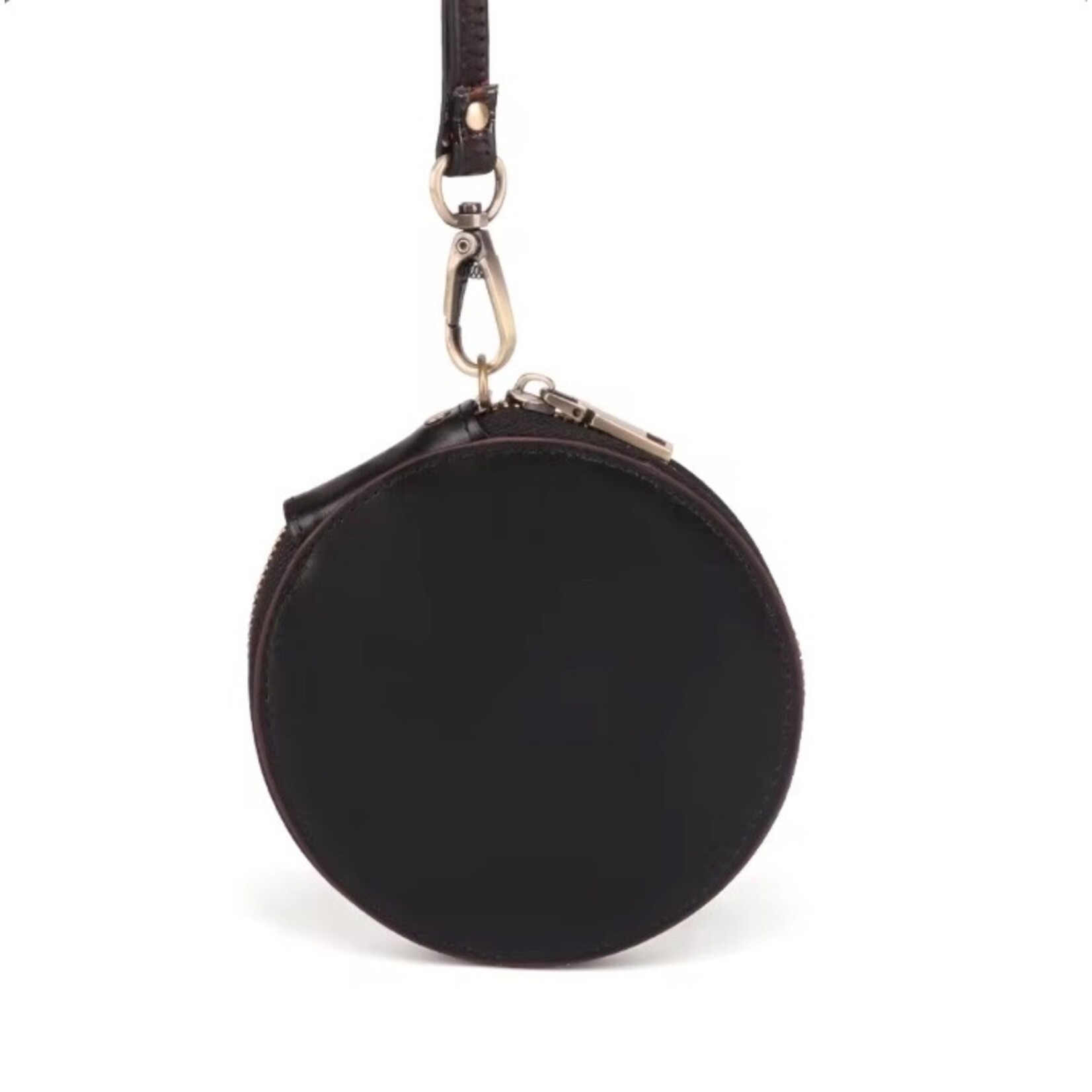 Anytime Tack Round Leather Wristlet