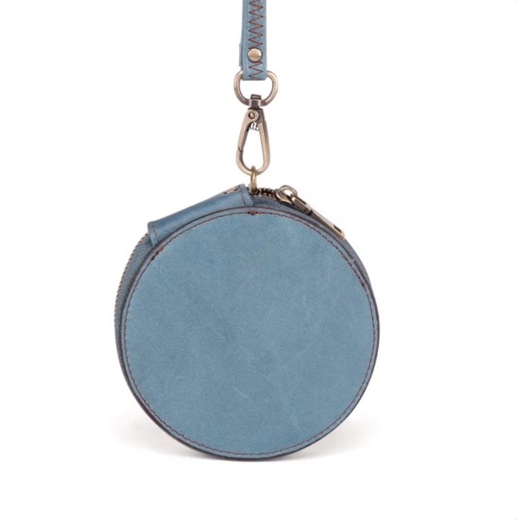 Anytime Tack Round Leather Wristlet