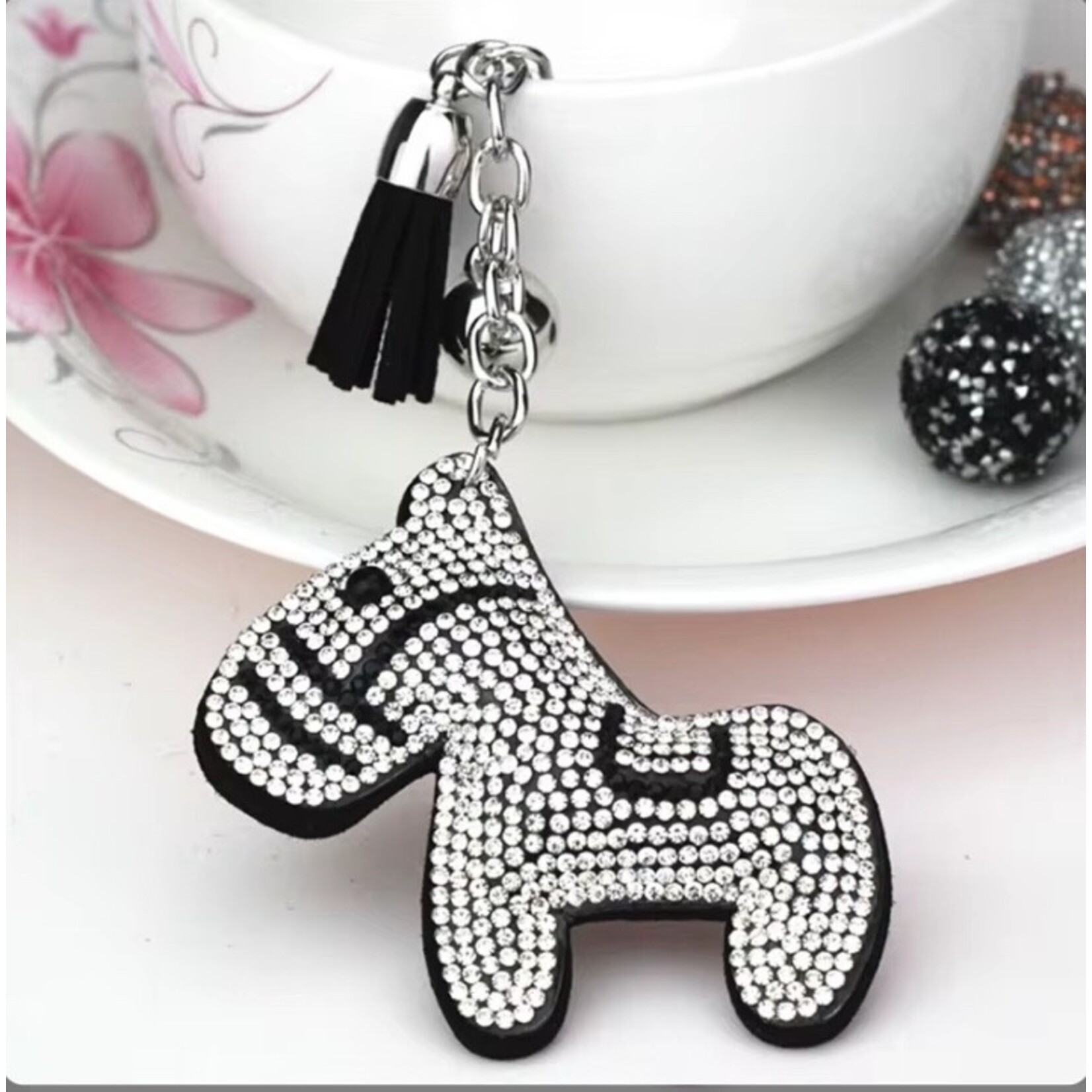 Anytime Tack Puffy Rhinestone Horse Key Ring