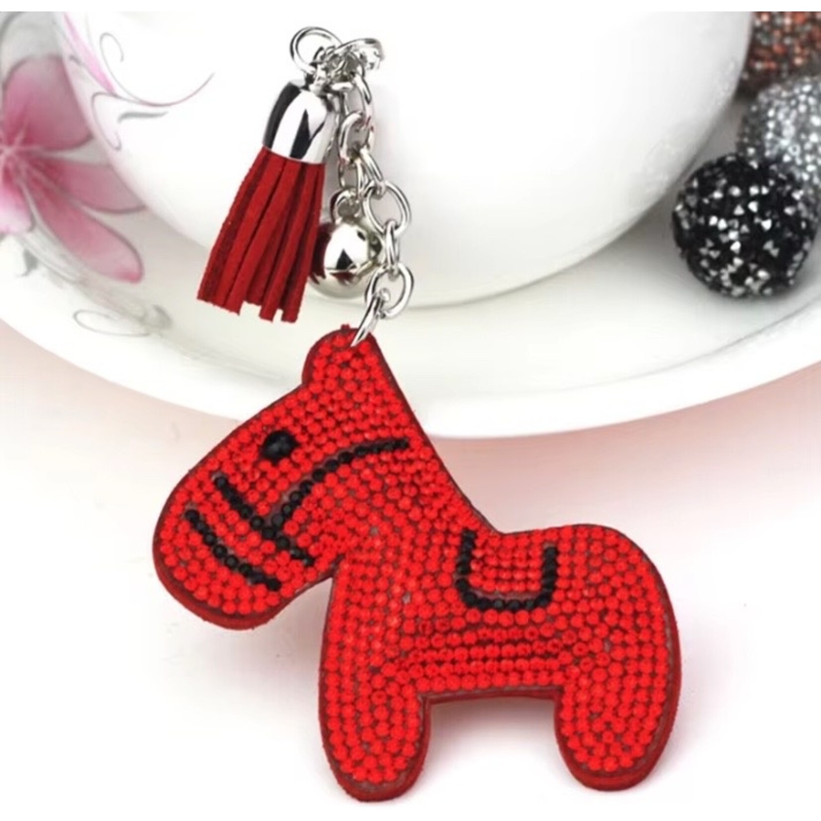 Anytime Tack Puffy Rhinestone Horse Key Ring
