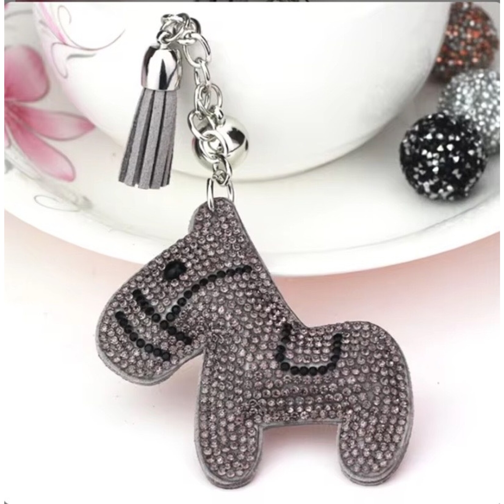 Anytime Tack Puffy Rhinestone Horse Key Ring