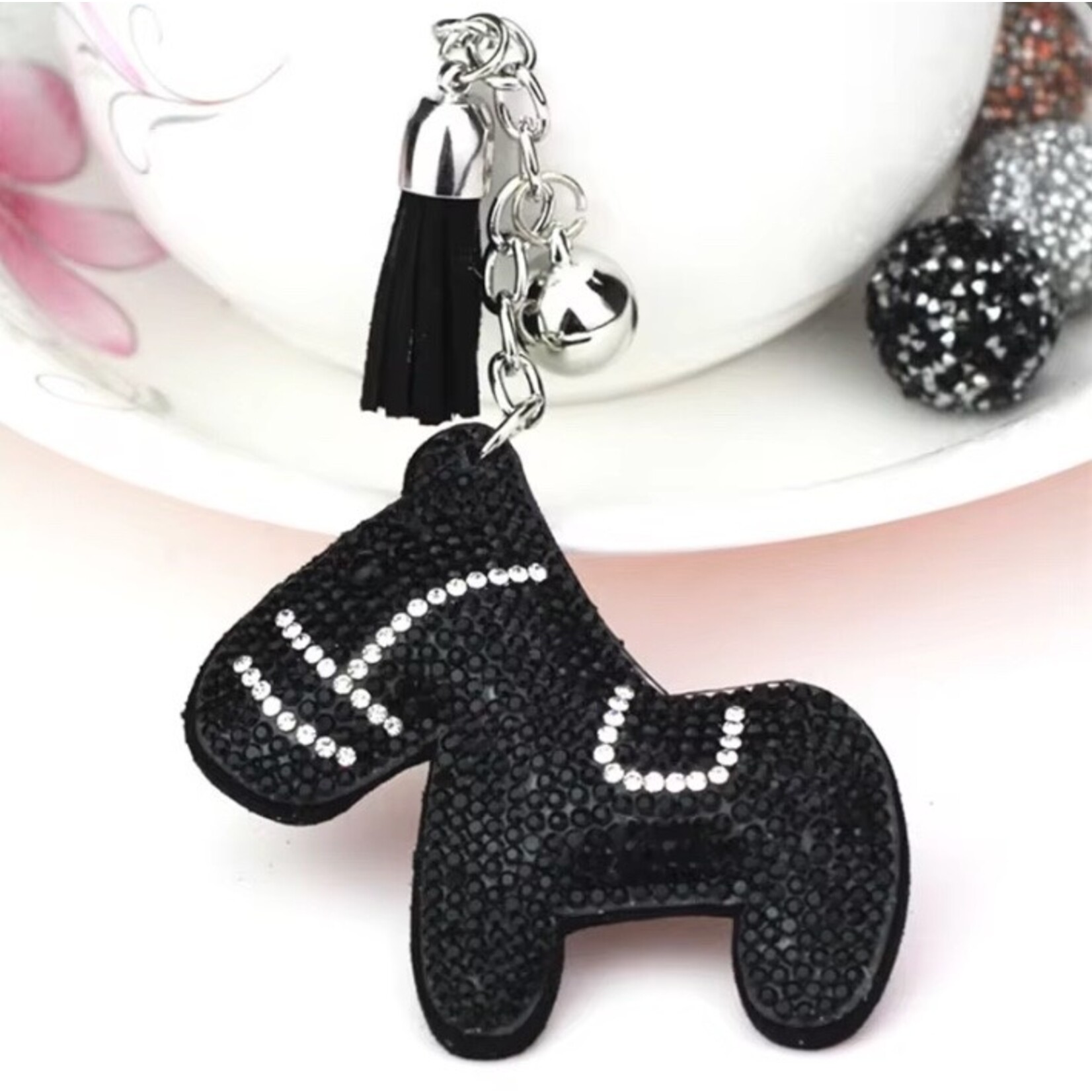Anytime Tack Puffy Rhinestone Horse Key Ring