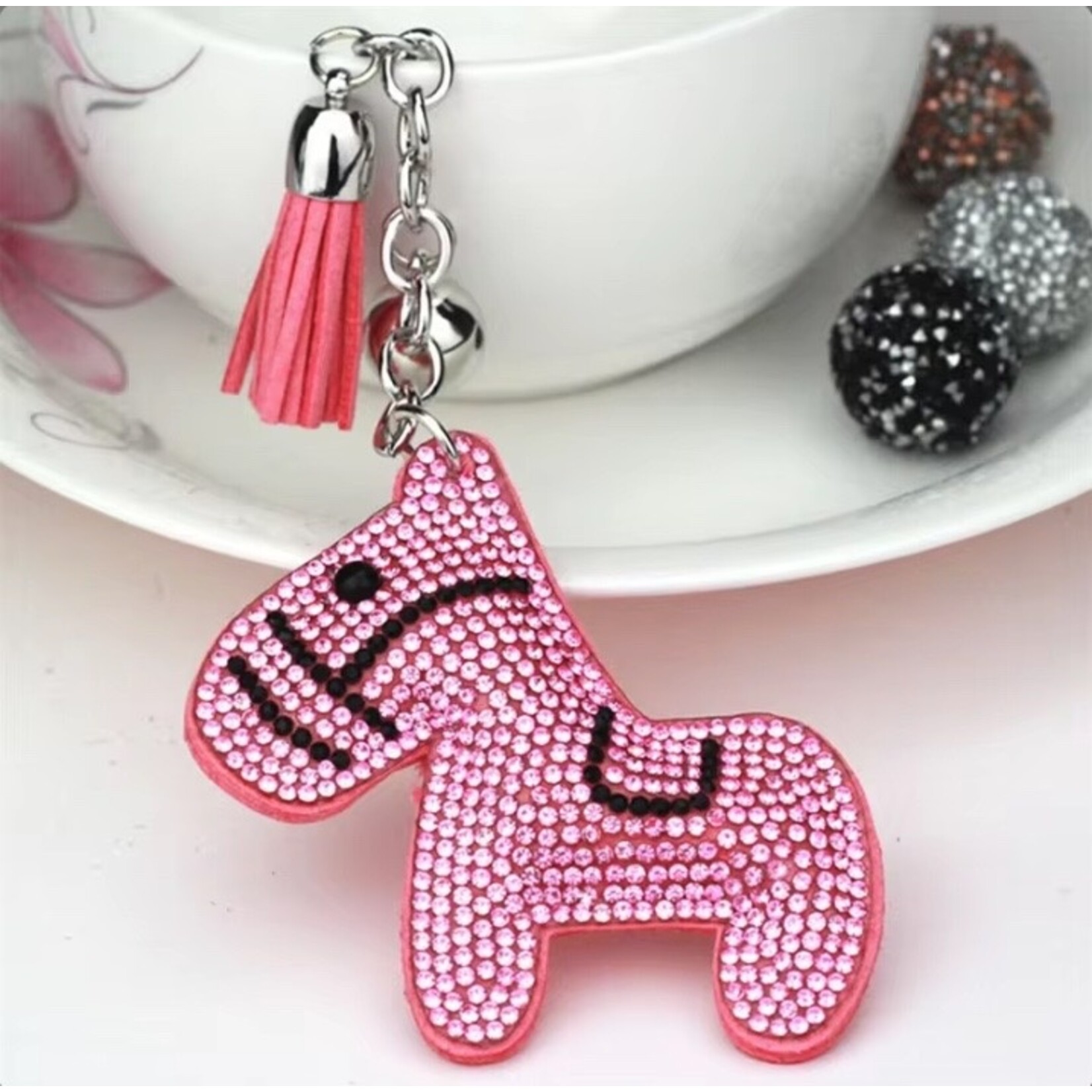 Anytime Tack Puffy Rhinestone Horse Key Ring