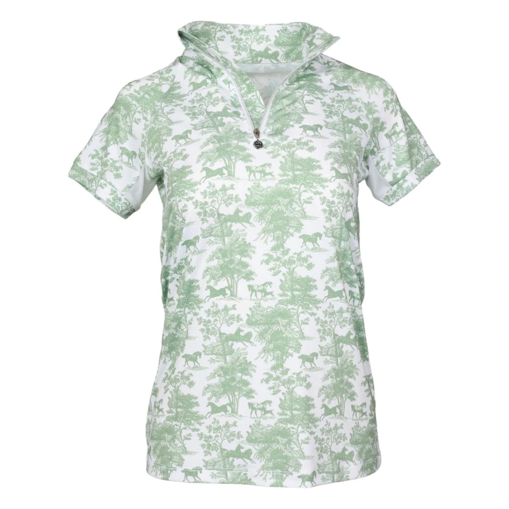 Dapplebay Equestrian Toile 1/4 Zip Riding Top Short Sleeve