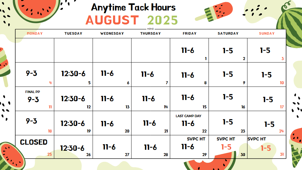 August 2025 OPEN Hours