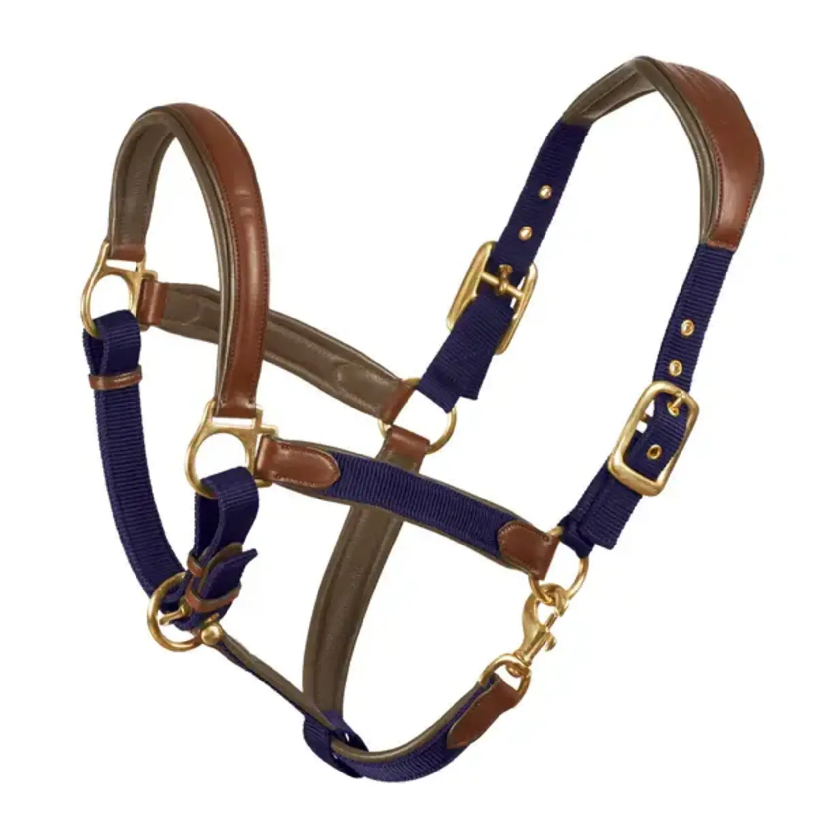 Ovation Luxor Cushion-Flex Halter Brown/Navy Horse