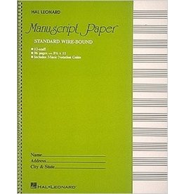 Hal Leonard Papier manuscrit standard (96 feuilles), page couverture verte