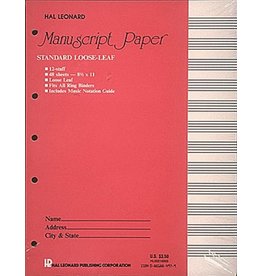 Hal Leonard Papier manuscrit standard (48 feuilles), page couverture rose
