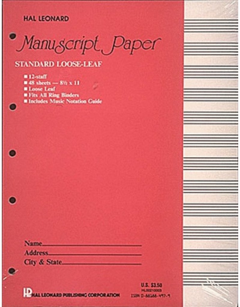 Hal Leonard Standard Loose Leaf Manuscript Paper (Pink Cover), 48 pages