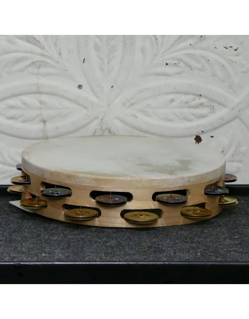 Ron Vaughn Ron Vaughn Tambourine in Maple with Goatskin German Silver and Brass Jingles 10in