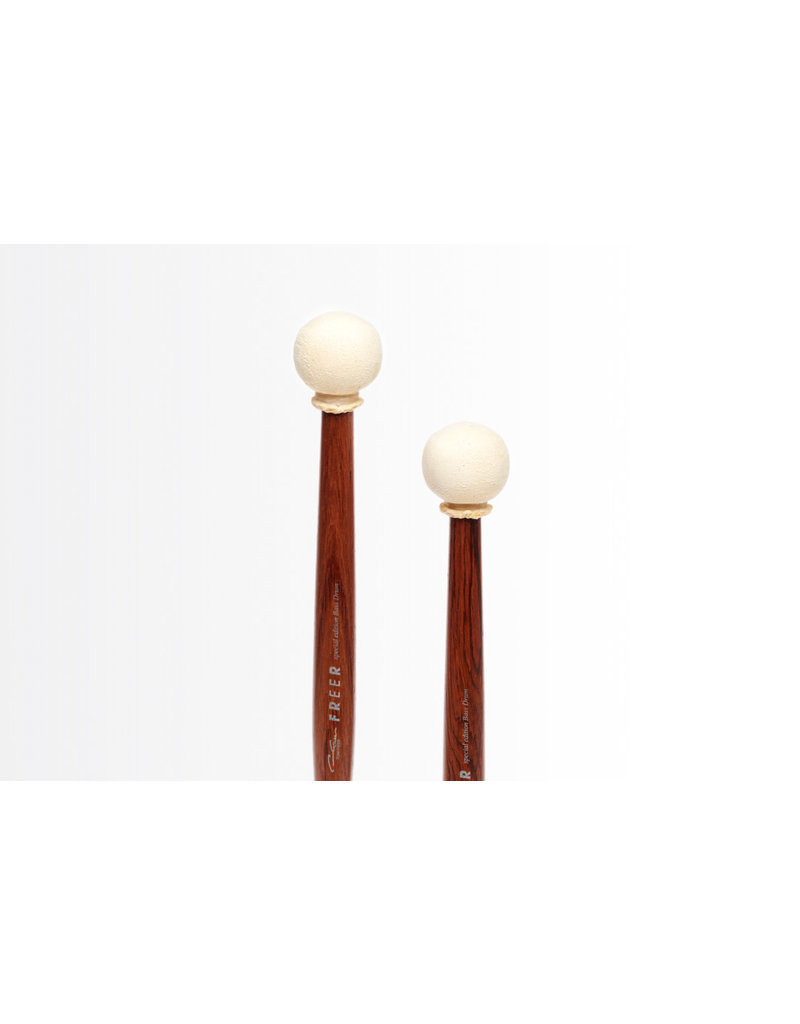 Freer Percussion Freer Percussion BD2R Small Head Chamois Bass Drum Mallets, rosewood