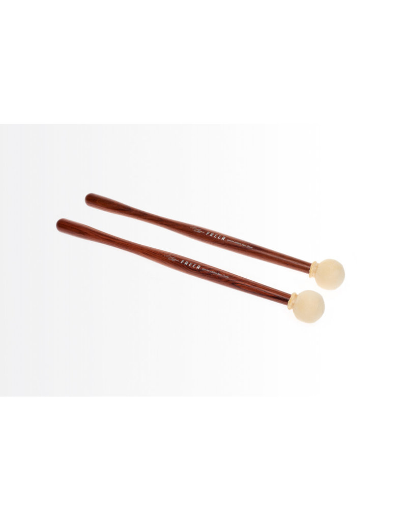Freer Percussion Freer Percussion BD2R Small Head Chamois Bass Drum Mallets Rosewood Shafts